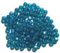 100 6mm Transparent Matte Dark Aqua AB Round Beads